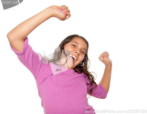 Image of Happy Hispanic Girl Dancing Isolated