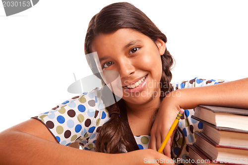Image of Pretty Smiling Hispanic Girl Studying