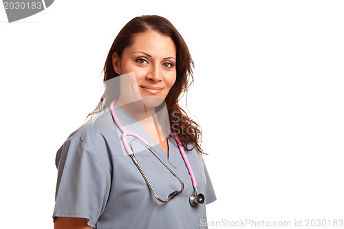 Image of Female Hispanic Doctor or Nurse on White