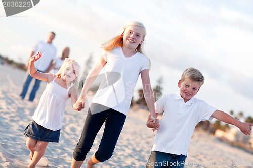 Image of Adorable Caucasian Family on a Walk