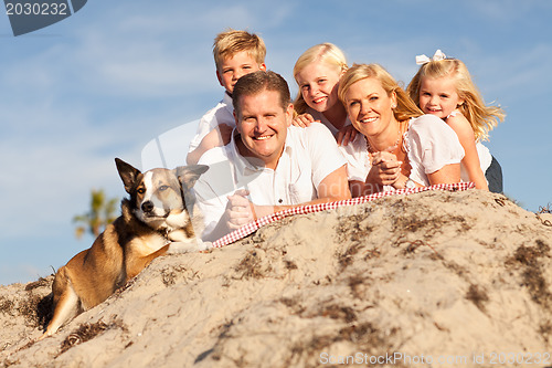 Image of Happy Caucasian Family Portrait at the Beach