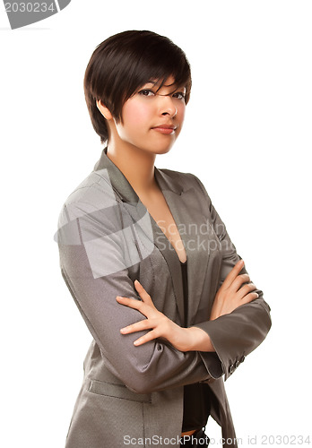 Image of Pretty Mixed Race Young Adult Female on White