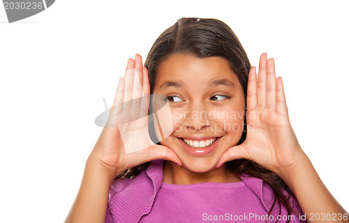 Image of Pretty Hispanic Girl Framing Her Face with Hands