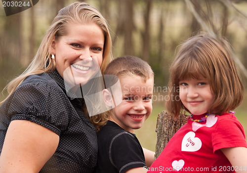 Image of Mother and Children Portrait Outdoors