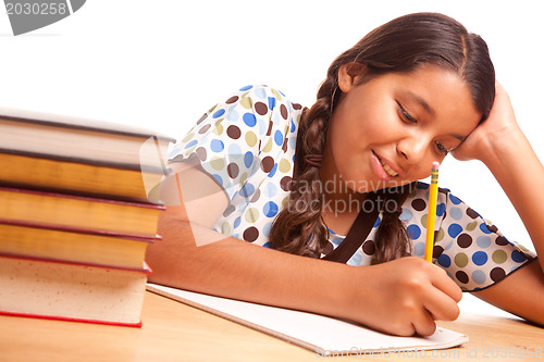 Image of Pretty Hispanic Girl Studying