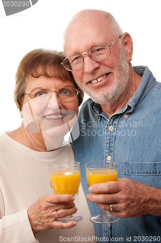 Image of Happy Senior Couple with Glasses of Orange Juice