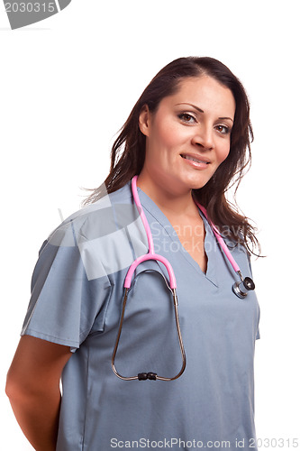 Image of Female Hispanic Doctor or Nurse on White