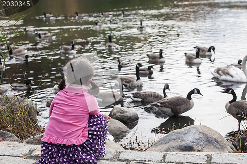 Image of Girl and gooses