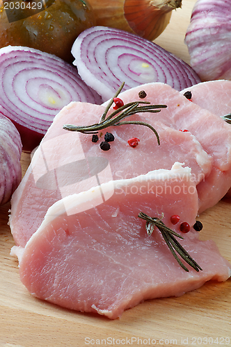 Image of Arrangement of Raw Pork Loin Chops