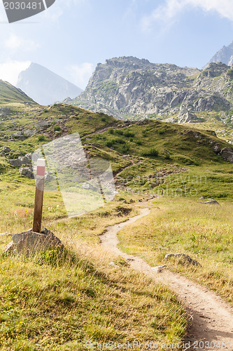 Image of Path sign on Italian Alps