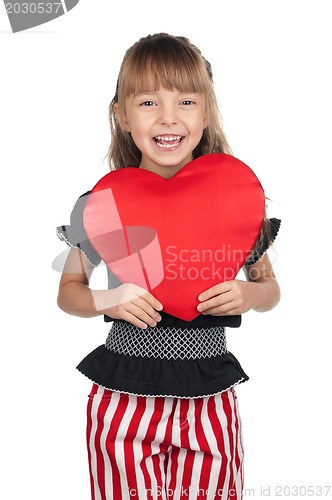 Image of Little girl with red heart