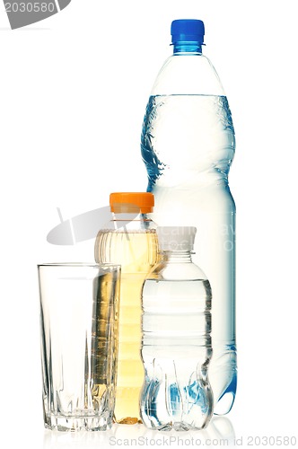 Image of Bottled green tea and water