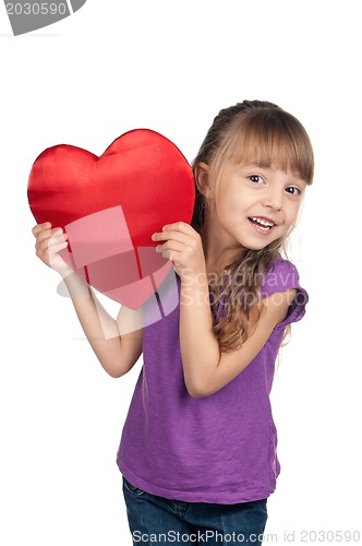 Image of Little girl with red heart