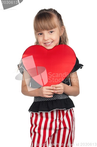 Image of Little girl with red heart