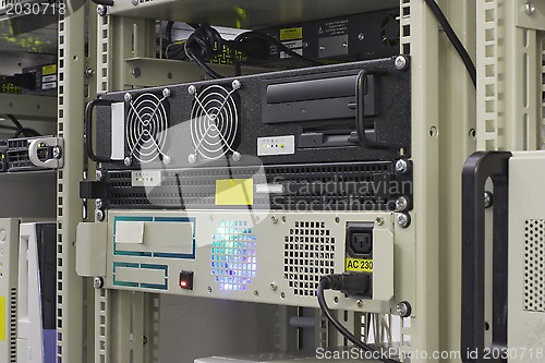 Image of Industrial server in rack of collocation center