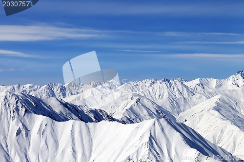 Image of Winter mountains in nice day. Caucasus Mountains, Georgia