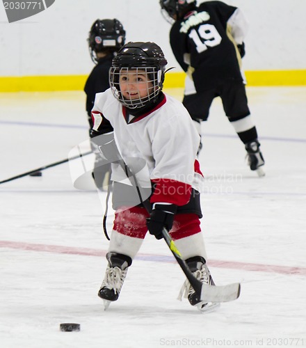 Image of Little boy playing ice hockey