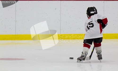 Image of Little boy playing ice hockey