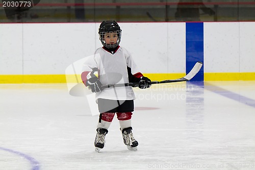 Image of Little boy playing ice hockey