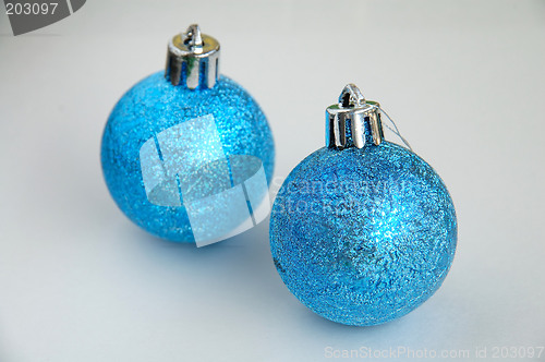 Image of Two blue christmas bulbs