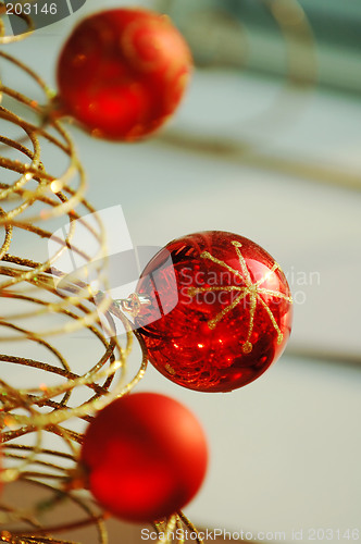 Image of Red christmas bulbs