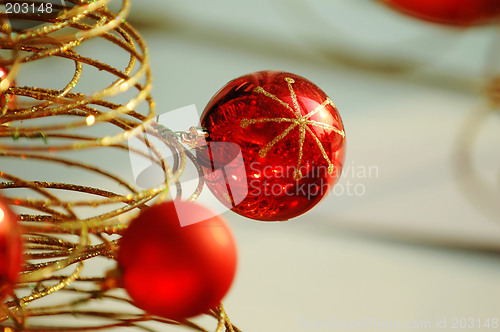 Image of Red christmas bulbs