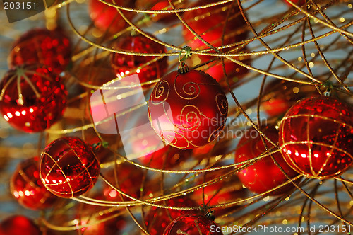 Image of Red christmas bulbs