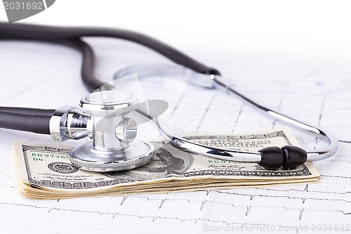 Image of stethoscope and dollars