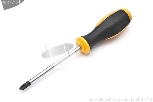 Image of Yellow screwdriver and screws