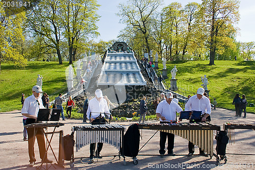 Image of Cymbals Music in St. Petersburg Peterhof. Russia