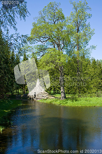 Image of A pond in the royal park. St. Petersburg. Russia.