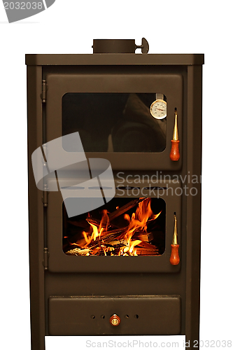 Image of stove with fire burning