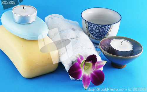 Image of Spa products on a blue background