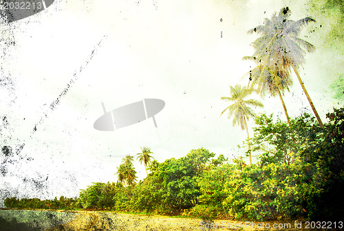 Image of Retro beach and blue sky for background