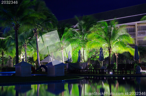 Image of  pool in night illumination