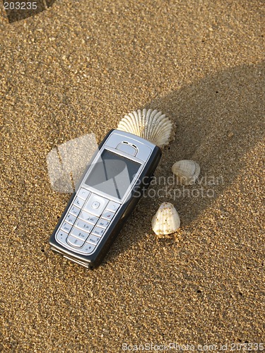 Image of Mobile phone on the beach