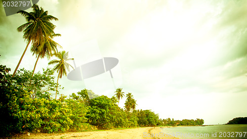 Image of Retro beach and blue sky for background