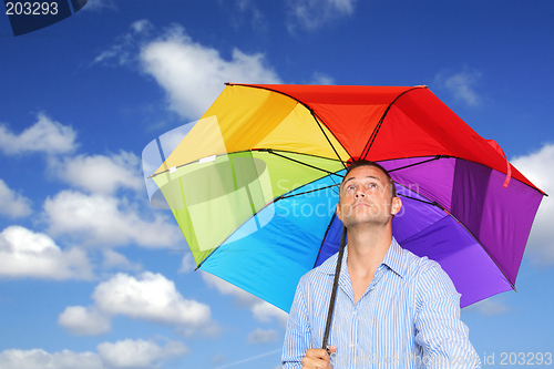 Image of Man and Umbrella