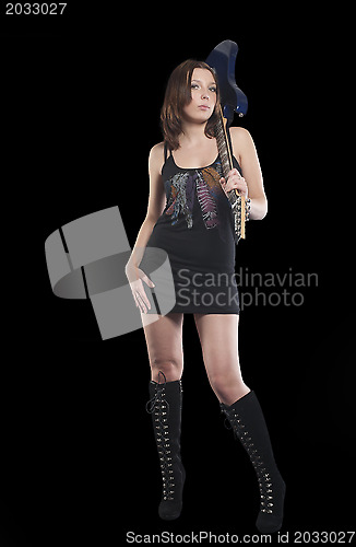 Image of Attractive girl with guitar