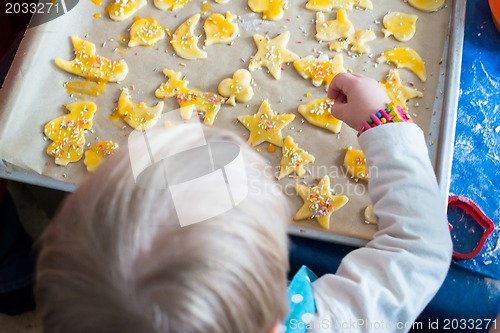 Image of Children baking Christmas cookies