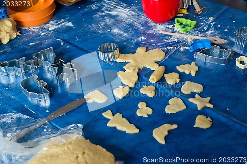 Image of Children baking Christmas cookies