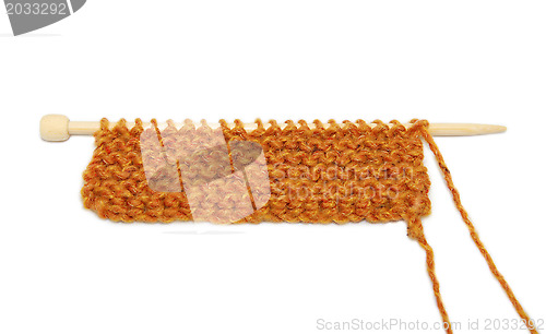 Image of Short length of garter stitch knitting on one needle