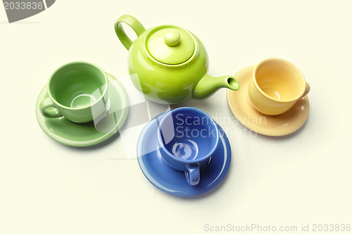 Image of Teapot and teacups