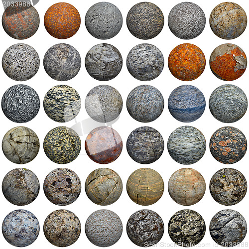 Image of Set of 3D stone balls on white - seamless texture