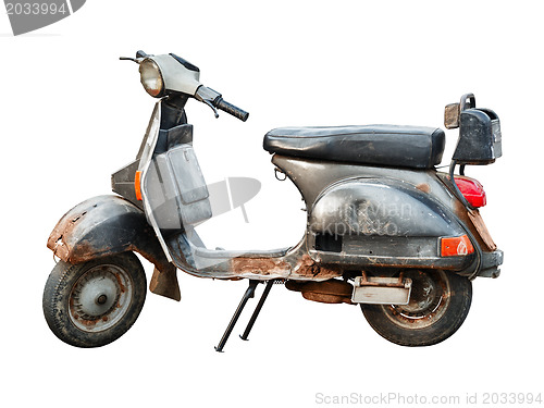 Image of Old scooter on white background