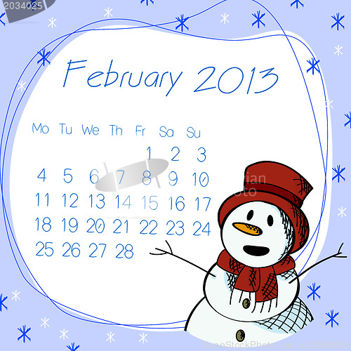 Image of February 2013 snow man calendar