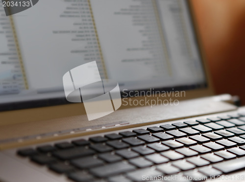 Image of Young woman working on laptop