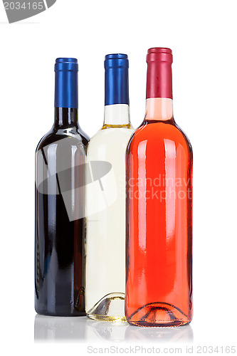Image of Three bottles of wine isolated on white 