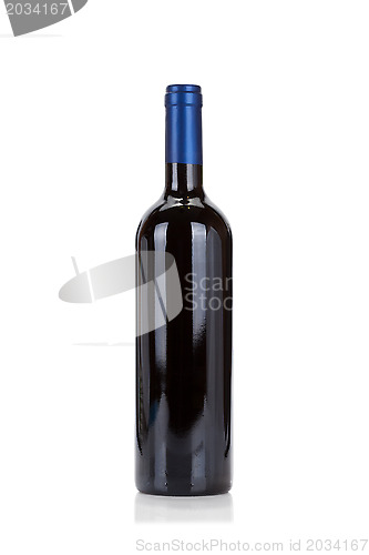 Image of Bottle of red wine isolated on white 