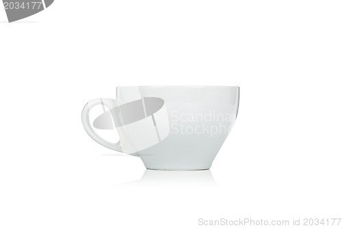 Image of Empty ceramic white coffee cup isolated on white